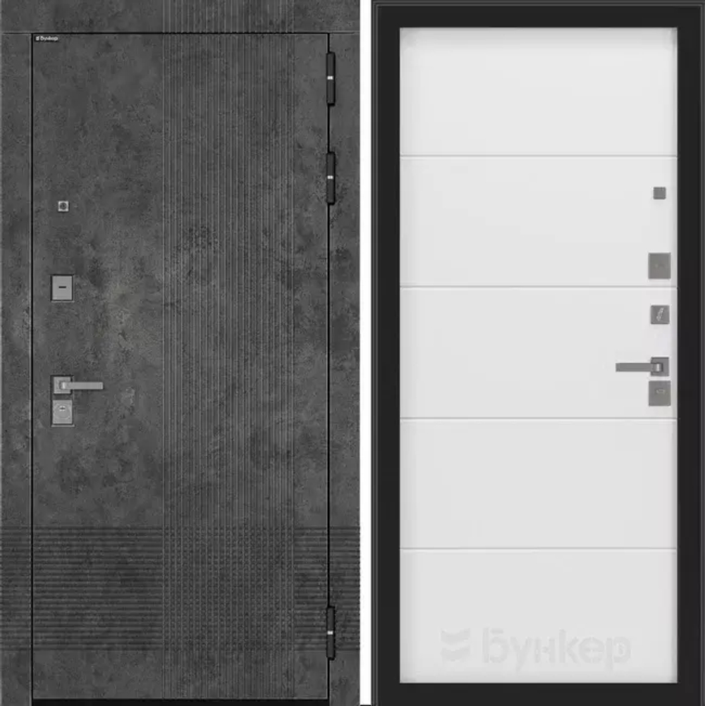 Входная металлическая дверь Бункер BN-08 Марморино темный / ФЛ-649 белый cофт матовый