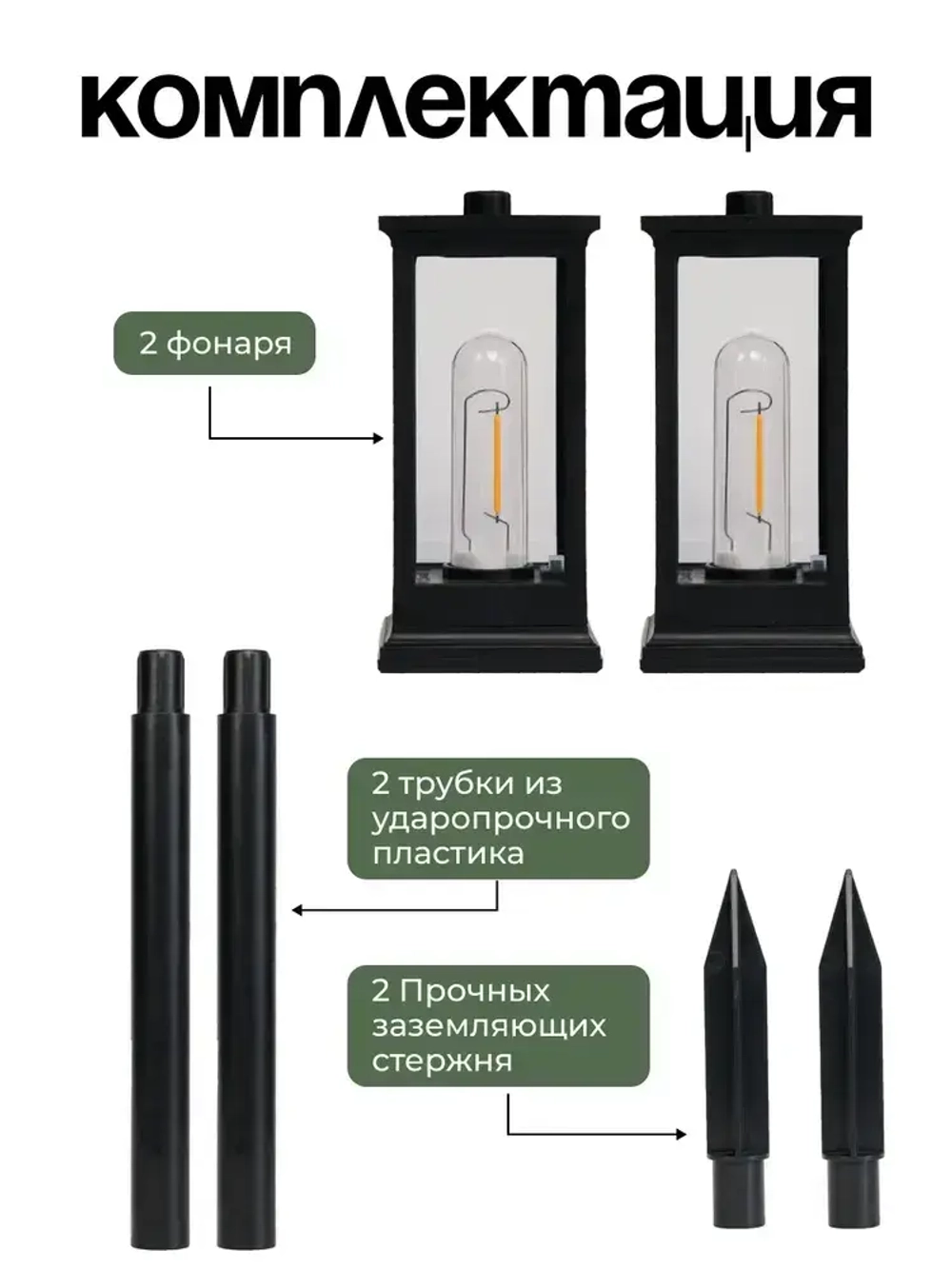 Светильник на солнечной батарее уличный, ландшафтный, беспроводной, фонарь 2 шт