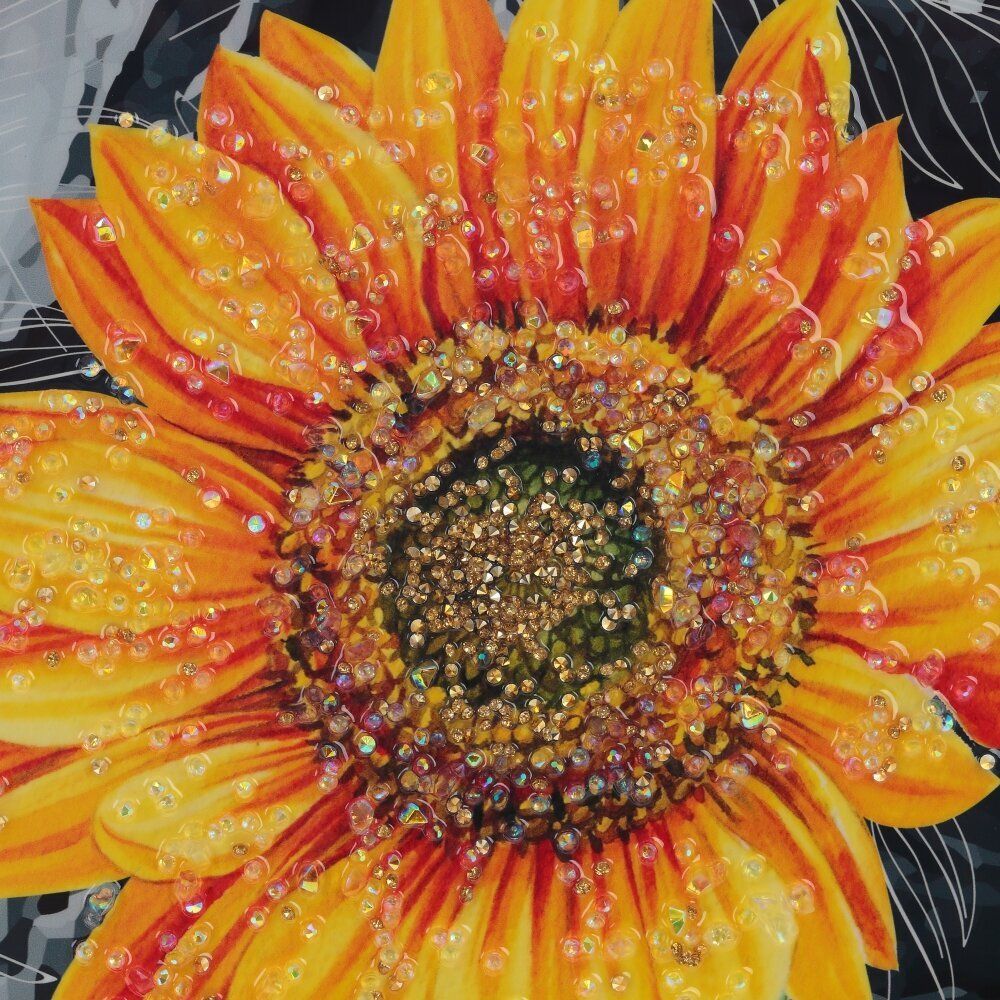 GAEM Панно с кристальным декором "Подсолнух", L30 W1,5 H40 см