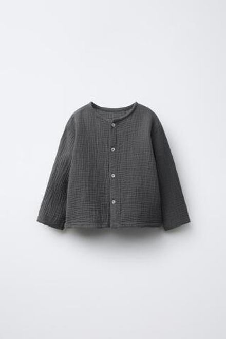 ZARA РУБАШКА ИЗ БАМБУЛЫ, СТАЛЬНОЙ