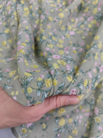 Шифон/ Желтые цветы на сер-бежевом