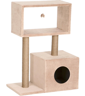 Когтеточка Столбик Куб с мезонином с игрушкой Джут 60*35*85