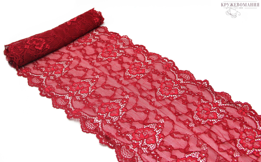 Эластичное кружево, ОПТ, темно-красный, 20,5 см (Арт.: EK-1005), м