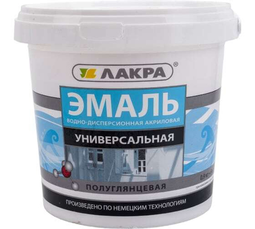 Эмаль акрил универсальная бел п/глянцевая 0,9кг Л-С