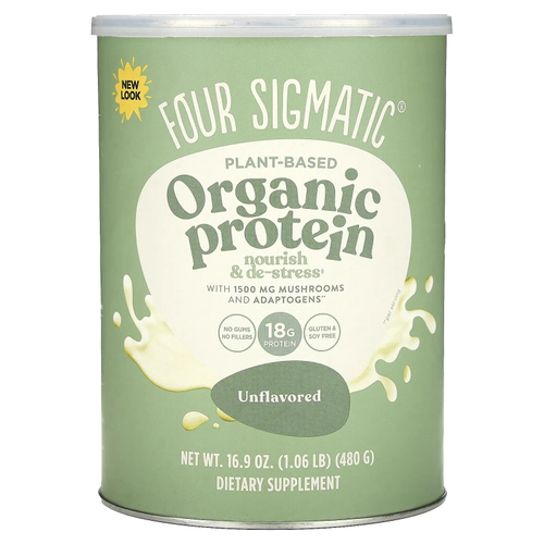 Four Sigmatic, органический растительный протеин, со вкусом сладкой ванили, 600 г (1,32 фунта)