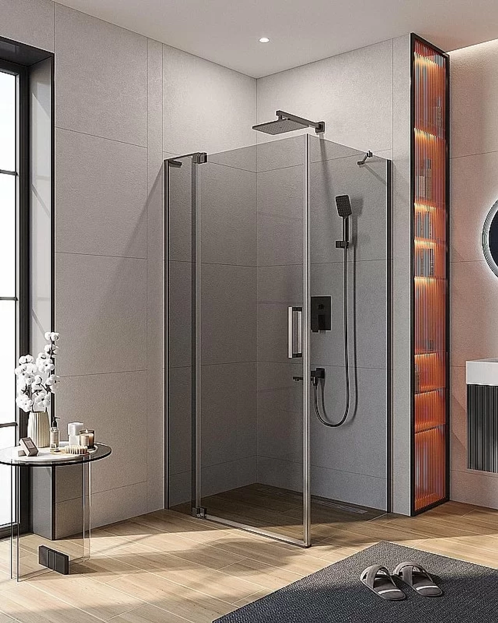 Душевой уголок Cezares Slider 80x110 AH-1-80-100/110-GRIGIO-GM стекло серое/профиль матовая оружейная сталь