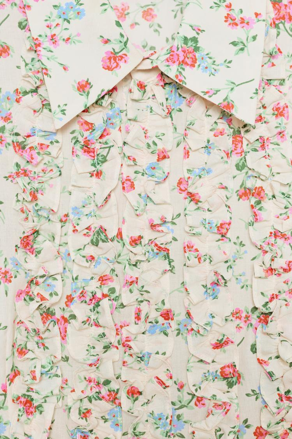 ZARA РУБАШКА С ЦВЕТОЧНЫМ ПРИНТОМ И ВОЛАНАМИ, РАЗНОЦВЕТНЫЙ