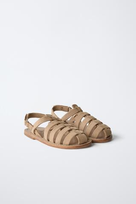 ZARA КОЖАНЫЕ САНДАЛИИ, КОРИЧНЕВЫЙ