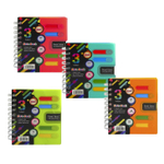 Блокнот А6, Alingar, гребень, пластиковая обложка, с разделителями, ассорти, клетка, 120 л., "Трендовые тона"