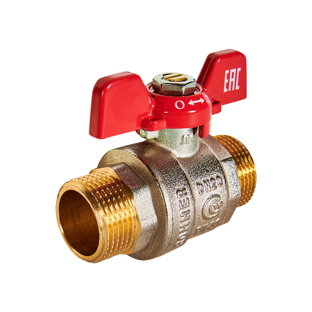 Кран шаровой полнопроходной ROMMER - 3/4" (НР/НР, PN40, ручка-бабочка)