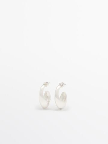Massimo Dutti Овальные серьги-кольца, серебряный
