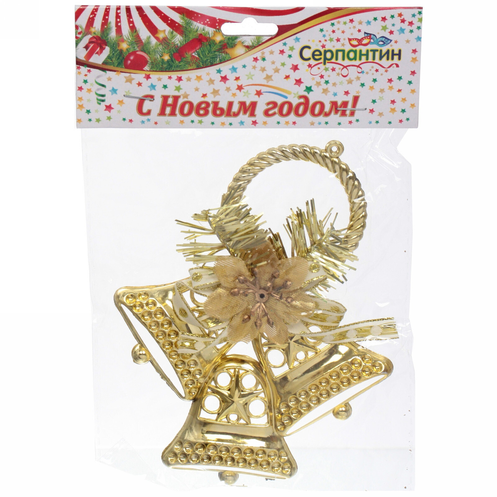 Украшение подвесное «Весёлые колокольчики» 12*16 см, золото