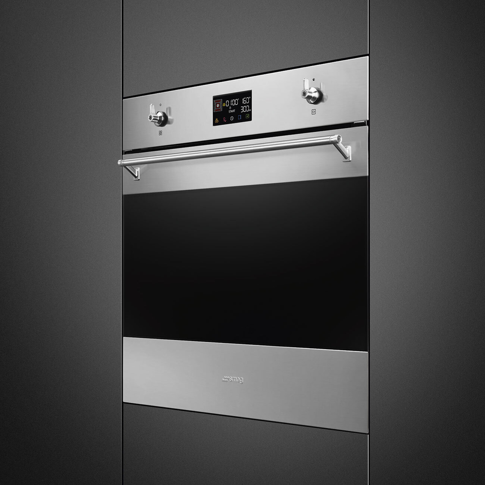 SMEG SO6302M2X Многофункциональный духовой шкаф, комбинированный с микроволновой печью, 60 см, 11 функций, нержавеющая сталь с обработкой против отпечатков пальцев