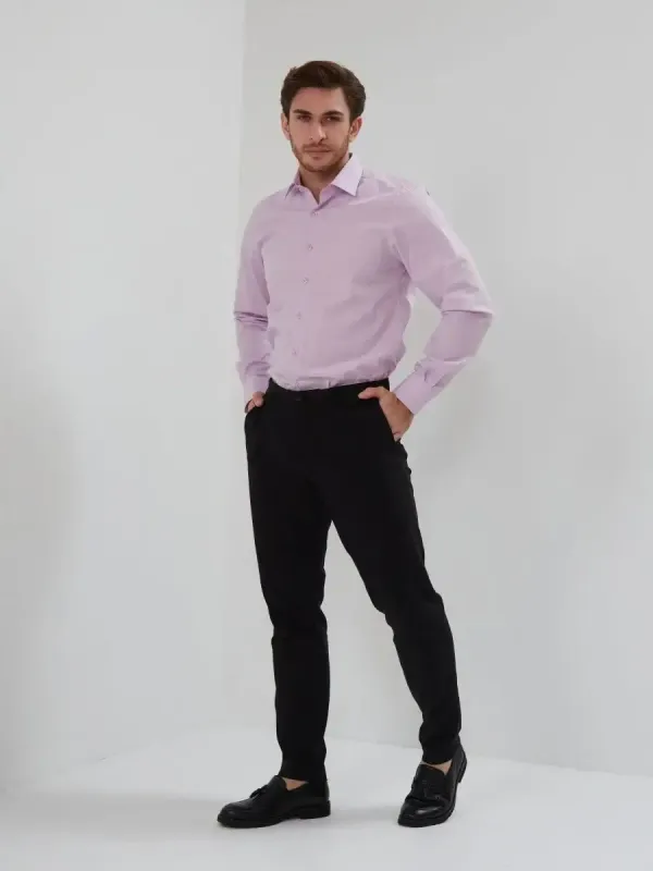 Рубашка приталенная SLIM FIT с длинным рукавом, сиреневая