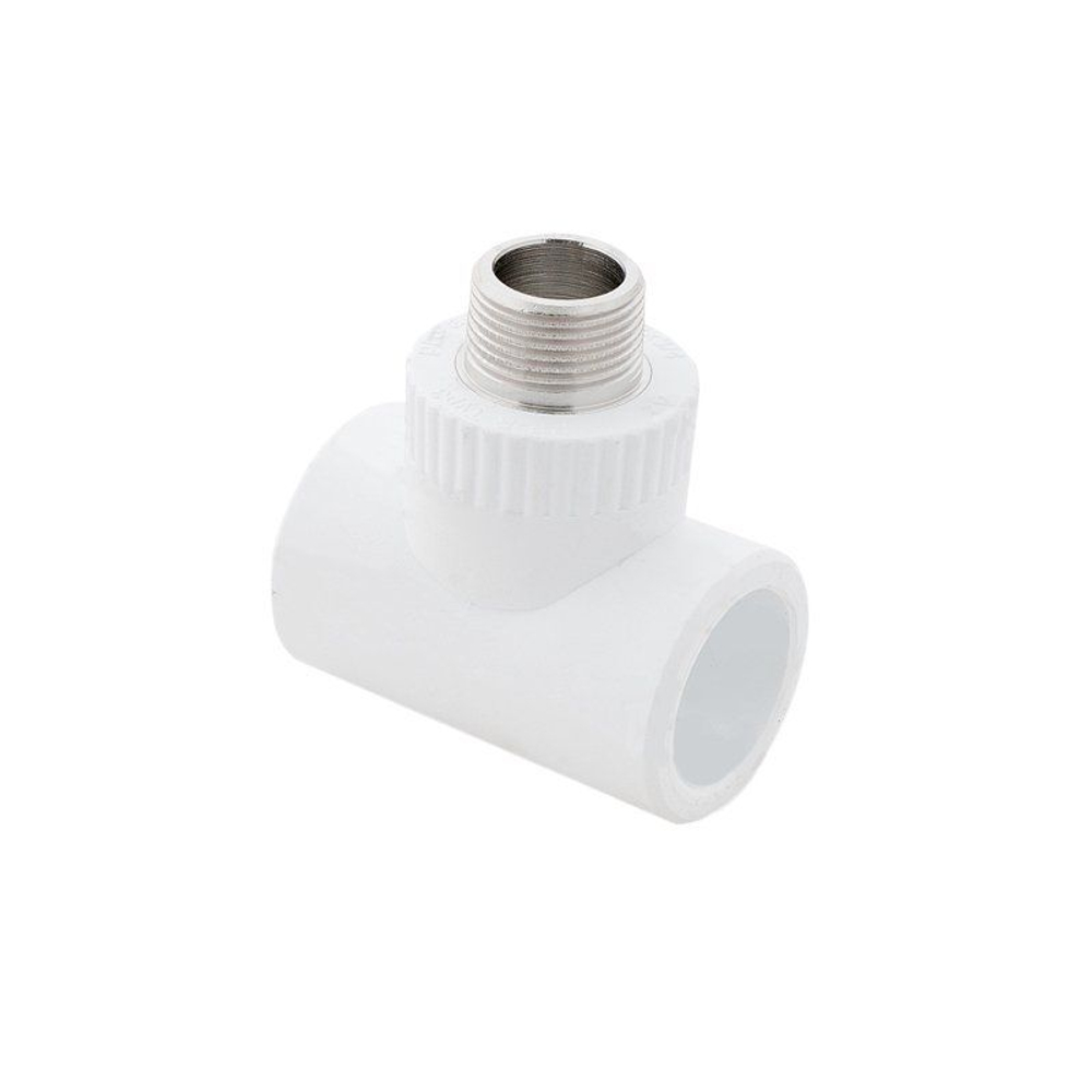 Тройник комбинированный ПП 50-1 1/2'' PN 25, под ключ, с наружной резьбой, белый, РосТурПласт 10761