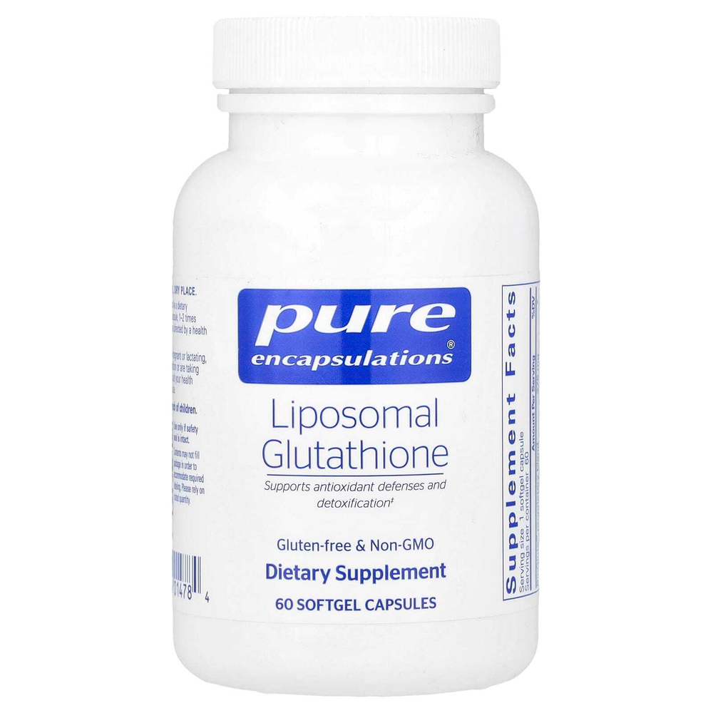 Pure Encapsulations, Липосомальный глутатион, 60 мягких капсул (375 мг в каждой капсуле)