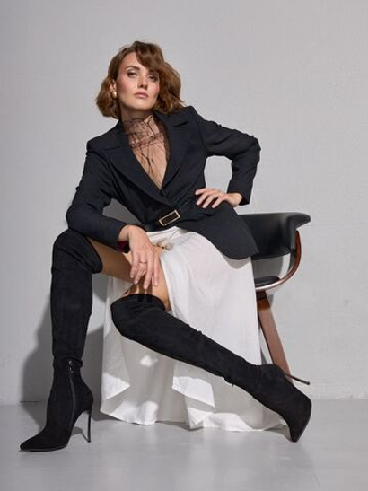 Белая асимметричная юбка из льна