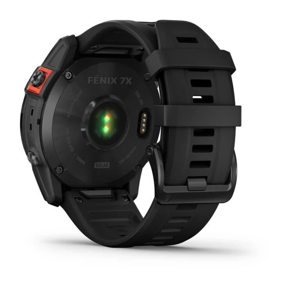 Умные часы Garmin Fenix 7x Solar черный с черным силиконовым ремешком
