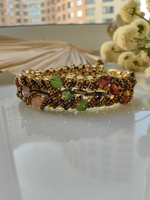 Браслет из бисера "Змейка" 19 см ручной работы с камнем Турмалин