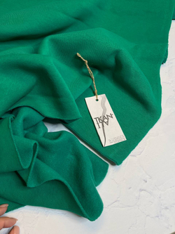 Плательно-костюмный хлопковый футер (начес) (Valentino, 100%хлопок, Изумруд карибской глубины, 170, 410 гр/м2)