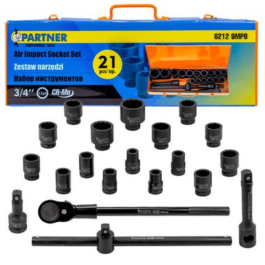 Набор инструментов ударных 21пр. 3/4''(12гр.) Partner PA-6212-9MPB