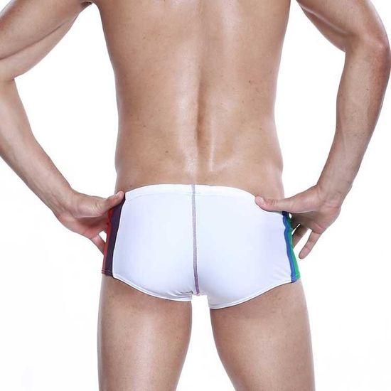 Мужские плавки белые Seobean Patchwork Swimwear White Green Red 40807