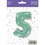 Шар (40"/102 см) Цифра, 5, Тиффани, 1 шт. в упак.