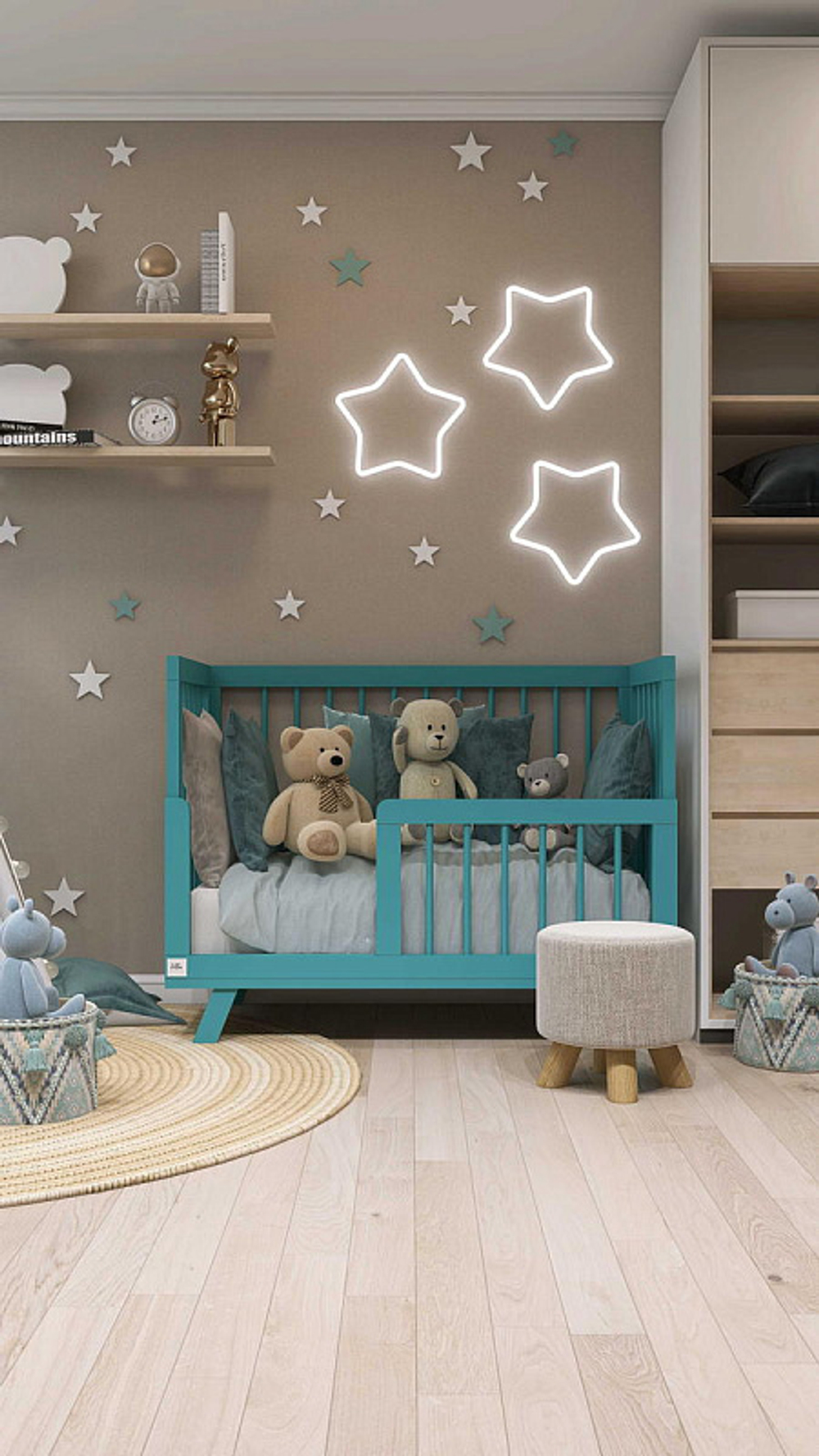 Кроватка детская Lillaland Lilla Aria с маятником Ocean Blue