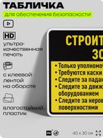 Табличка для обеспечения безопасности "Строительная зона", для производства, предприятия, организаций, 40х30 см, Silver Plane x Айдентика Технолоджи
