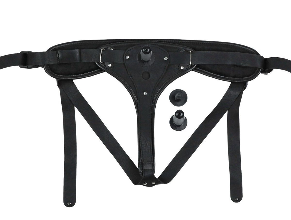 Женский пояс-трусики c 2 насадками (Цвет: телесный с черным)