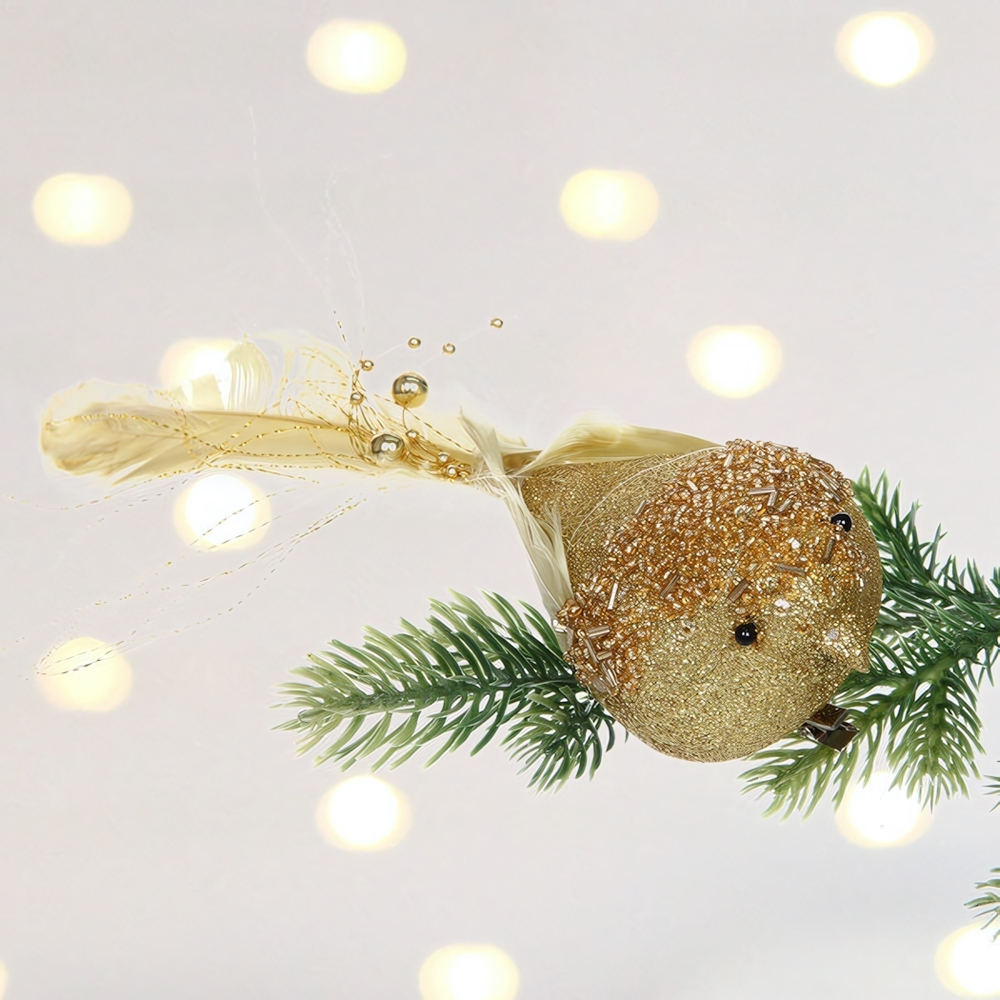 Украшение новогоднее «Изящная птица» 6*8 см, Золото
