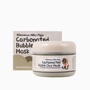 Пузырьковая маска для лица ELIZAVECCA. Маска очищающая Milky Piggy Carbonated Bubble Clay Mask
