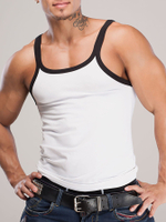 Мужская майка с контрастной окантовкой (Размер: L) (Цвет: белый)