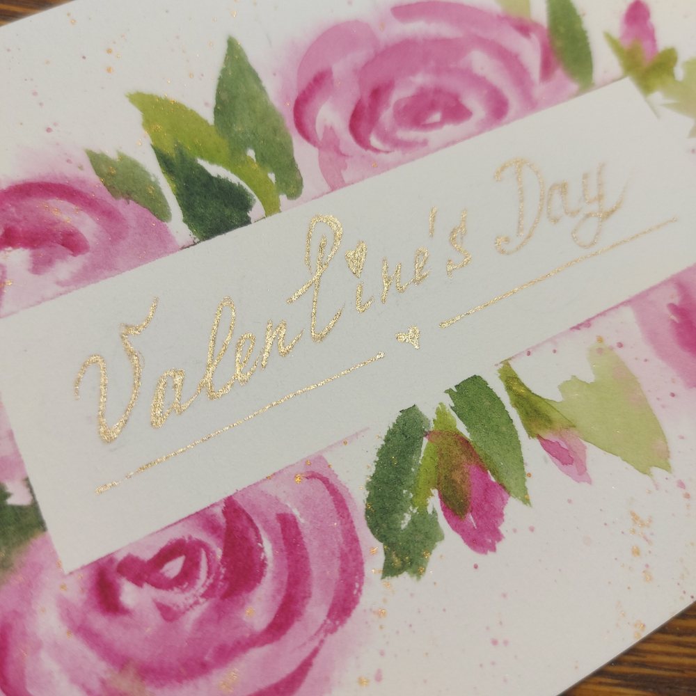 Вязаный брелок "Сердце" с акварельной открыткой