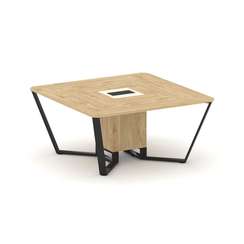 Steel Meet Стол переговорный квадратный KM-PR.B.SP-08 Тиквуд Светлый/Ваниль Глянец/Металл Черный 160