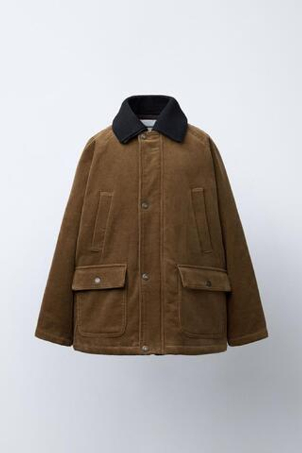 ZARA Х BENSIMON ® КУРТКА ИЗ МИКРОВЕЛЬВЕТА, КОРИЧНЕВЫЙ