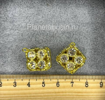 Бусина люкс (Корея) ажурная с крупным цирконом 0430