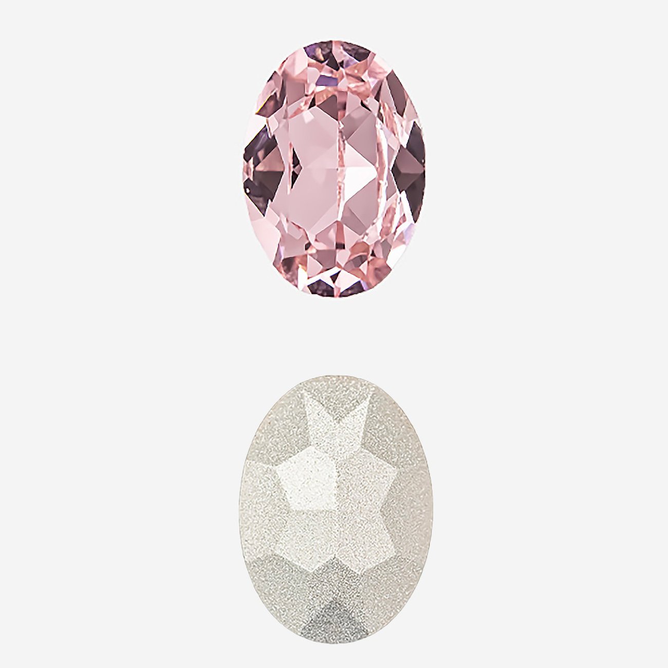Кристалл Овал (Oval Fancy Stone), оттенок "Розовый"/"Rose", 14*10мм