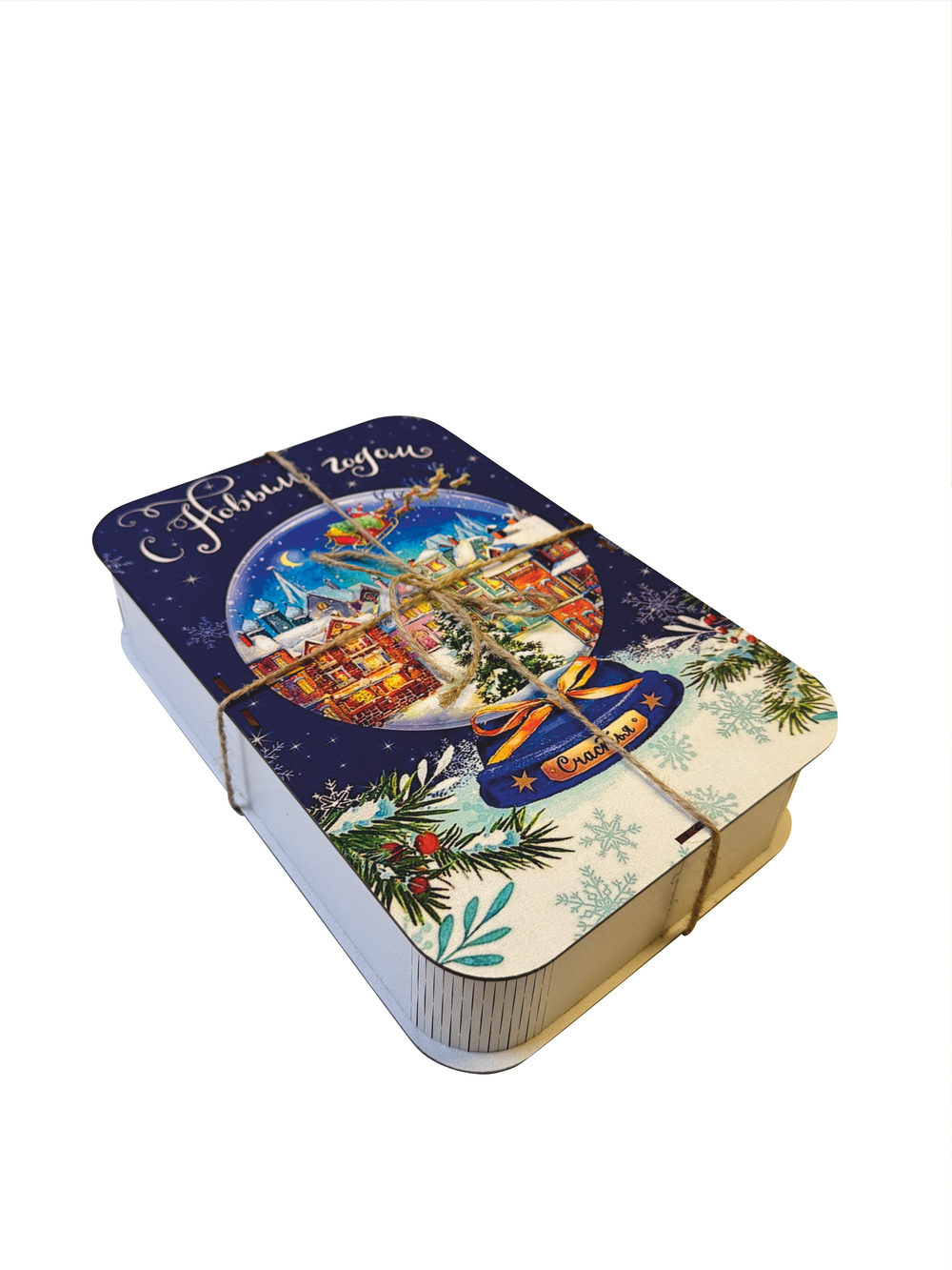 Деревянная Новогодняя упаковка,планшет Новогодний шар