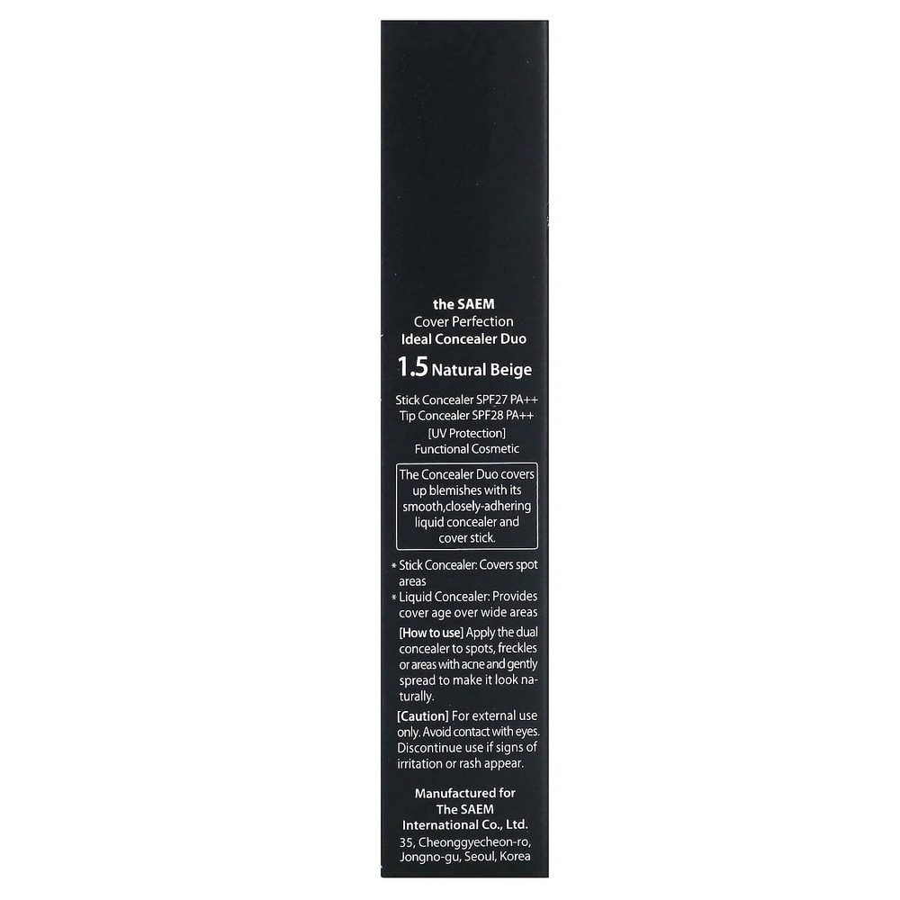 The Saem, Cover Perfection, Ideal Concealer Duo, 1,5 натуральный бежевый, 1 шт.