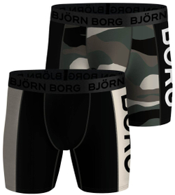 Мужские спортивные боксеры Björn Borg Performance Boxer Panel 2P - black/print