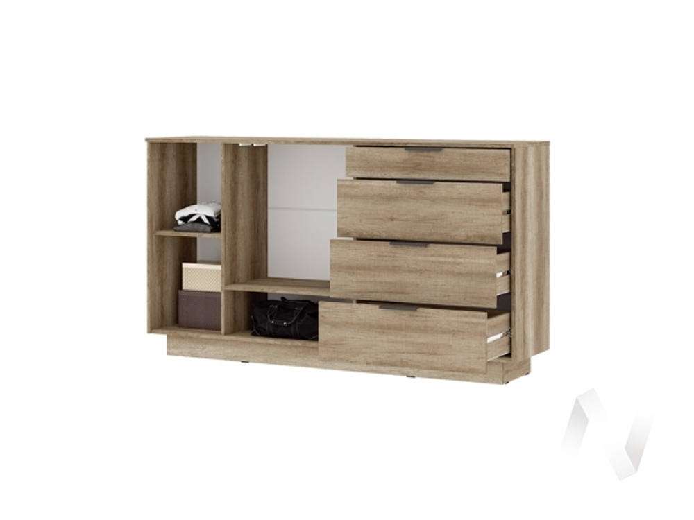 Комод 1704 4 ящика со стеклом КМ 02 МС Даллас