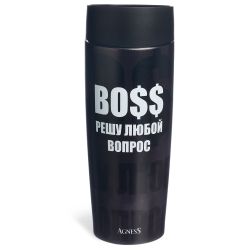 ТЕРМОКРУЖКА AGNESS "BOSS" 360МЛ, КОЛБА НЕРЖ.СТАЛЬ 18/10