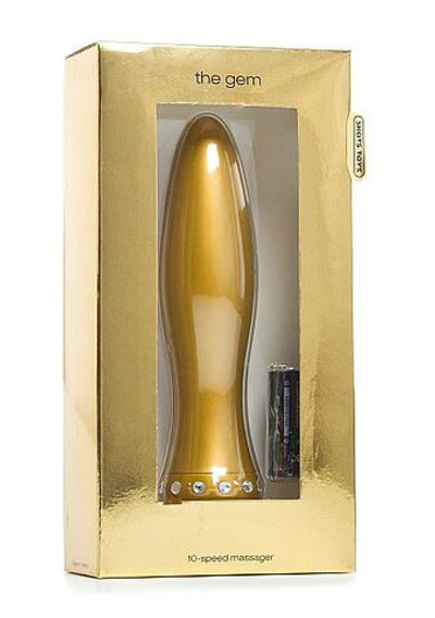 Вибратор-торпеда с кристалликами The Gem Gold - 16,6 см. (Цвет: золото)