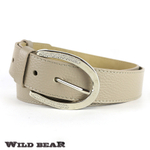 Ремень бежевый 3,8 см из натуральной кожи в подарочном деревянном футляре WILD BEAR RM-029f Beige Premium