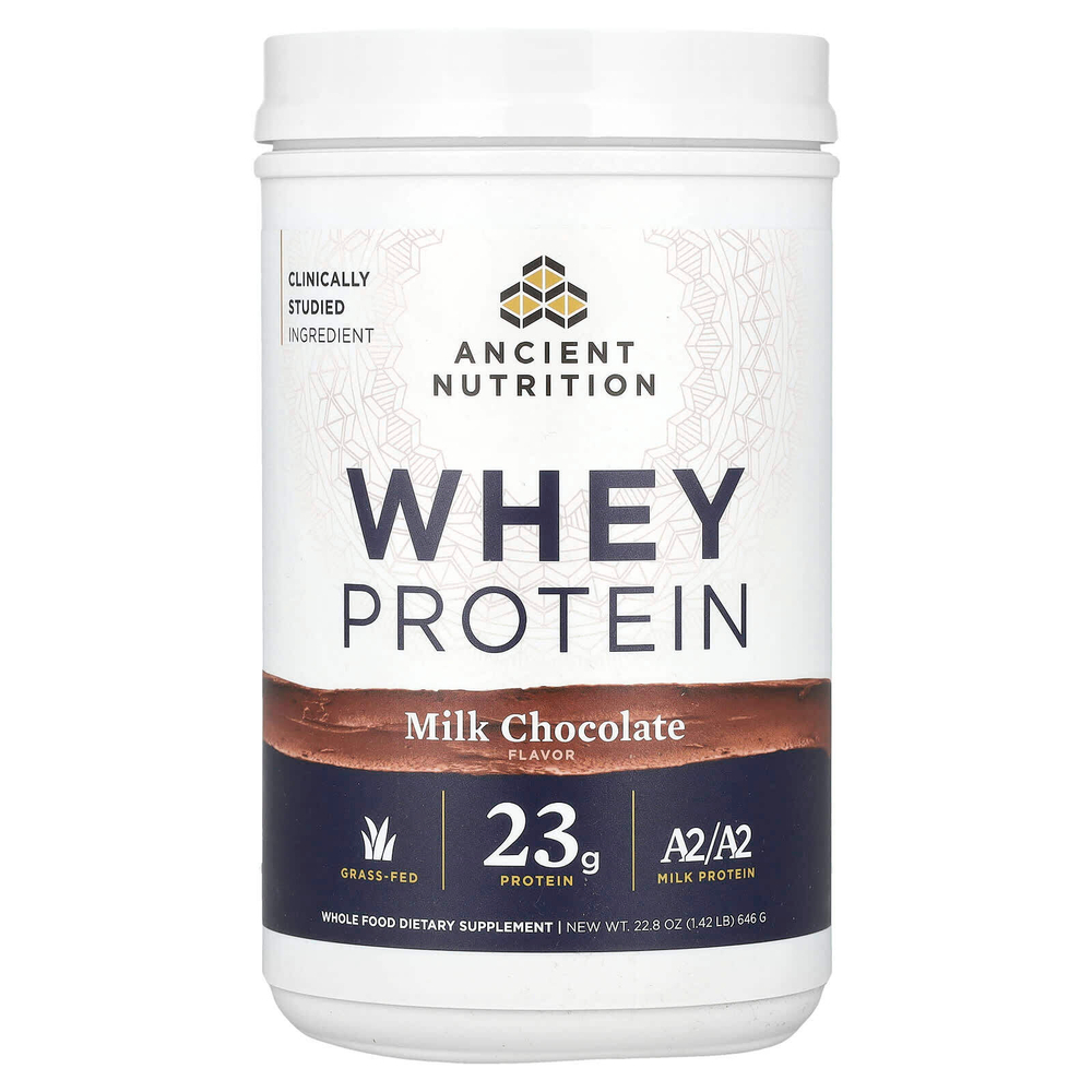 Ancient Nutrition, Сывороточный протеин, молочный шоколад, 646 г (1,42 фунта)