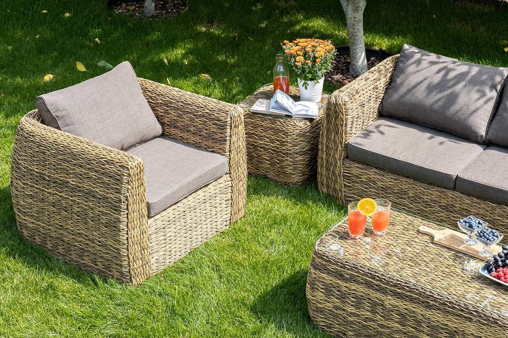 "Кальяри" лаунж-зона из искусственного ротанга (гиацинт), цвет соломенный