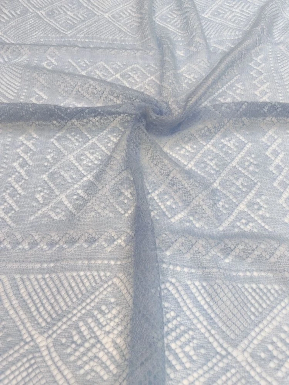 Оренбургский пуховый платок-паутинка А80-04 голубой