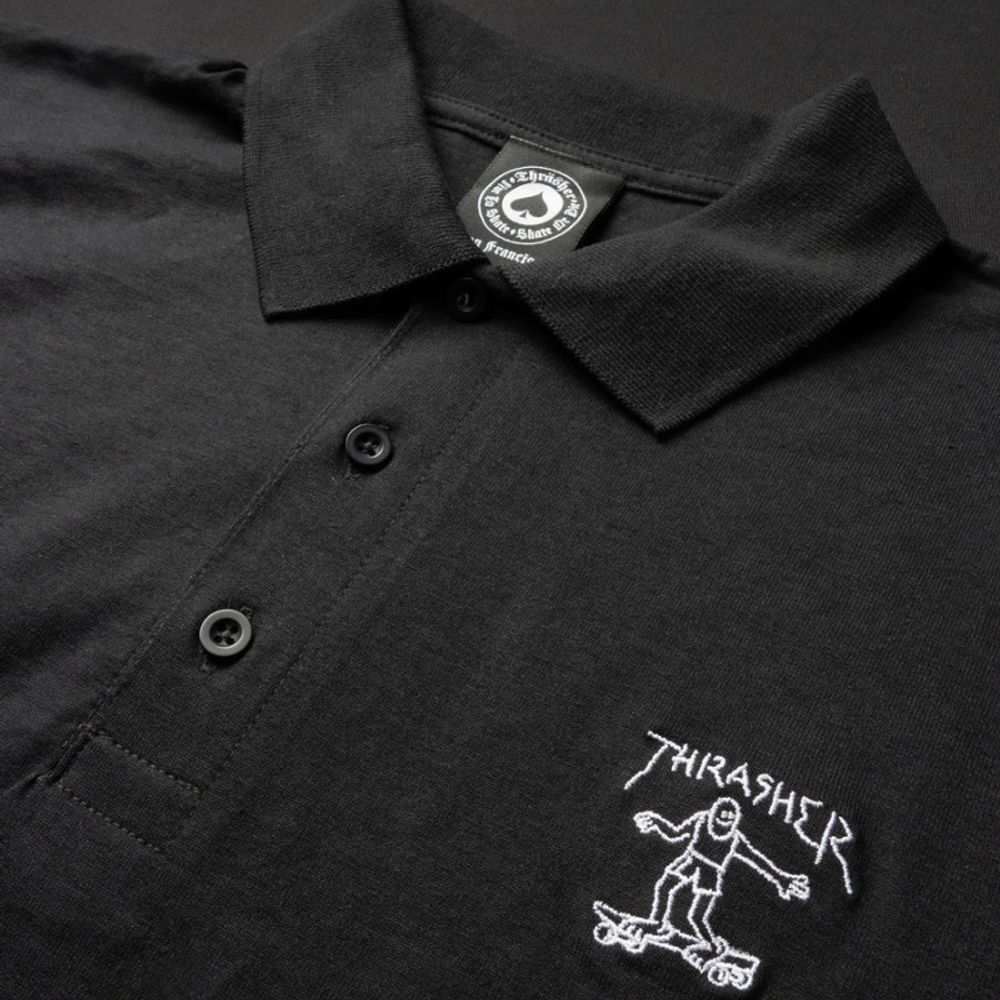 Поло Thrasher LITTLE GONZ EMBROIDERED BLACK