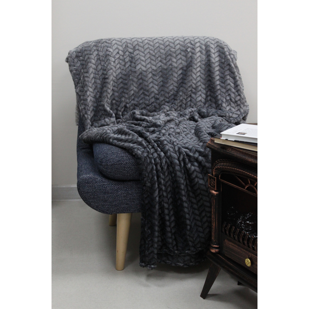 Плед 180*200см «ARIADNA», цвет графит, микрофлис, 260 гр/м²